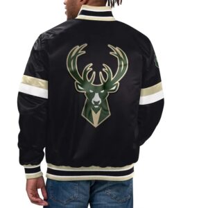 Milwaukee Bucks Home Game Black Satin Jacket