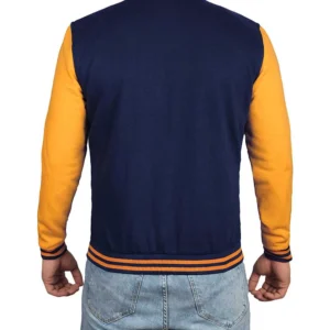 Men's Navy Blue and Yellow Varsity Jacket | Baseball Letterman