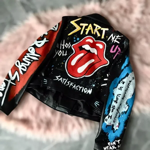 Rolling Stones, Rock 'n Roll, Hand-Painted Leather Jacket