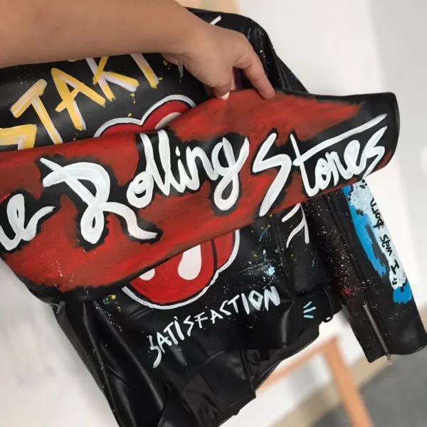 Rolling Stones, Rock 'n Roll, Hand-Painted Leather Jacket