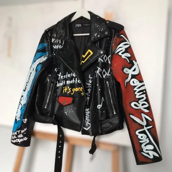 Rolling Stones, Rock 'n Roll, Hand-Painted Leather Jacket
