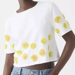 Swiped Lily James Floral White Top