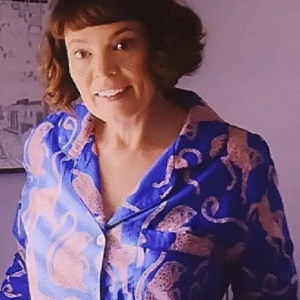 The Roses Olivia Colman Blue Printed Shirt