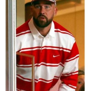 Travis Kelce Red Striped Rugby Shirt