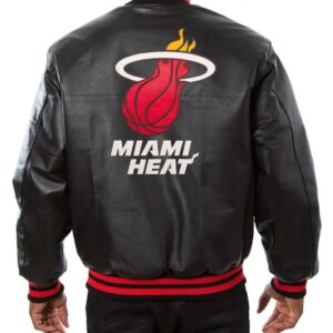 Miami Heat Black Leather Varsity Jacket