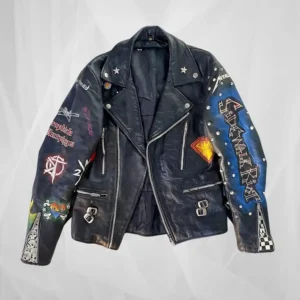 Vintage Punk Rock Leather Jacket – Hand-Painted