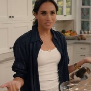 Elevate your fashion game with Meghan Markle's 2025 black striped shirt from With Love, Meghan. A versatile piece that combines elegance and comfort effortlessly.