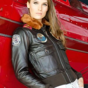 Women Top Gun Flight Leather Jacket