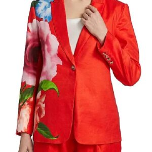 NBC News Daily Morgan Radford Red Floral Blazer