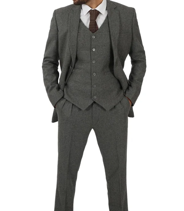 Men's Vintage 3-Piece Grey Tweed Suit for Prom