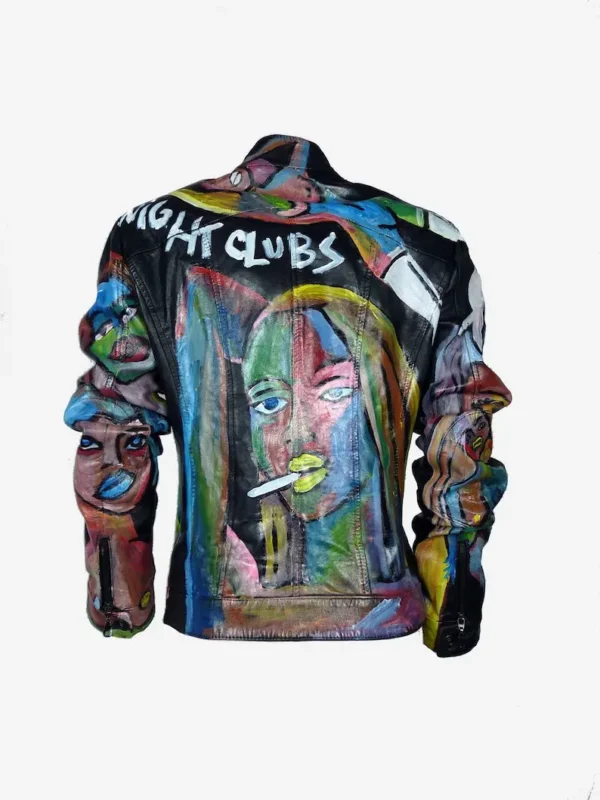 Vintage Hand Painted Genuine Leather Biker Jacket