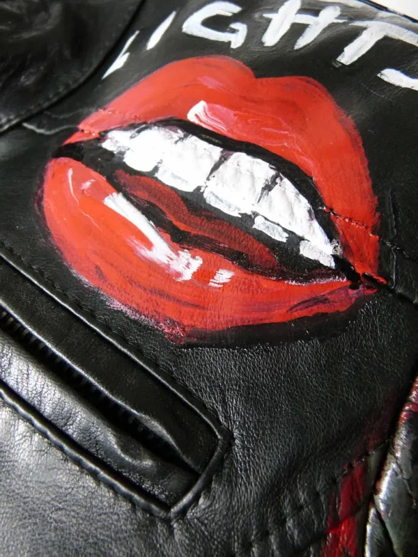 Vintage Hand Painted Genuine Leather Biker Jacket
