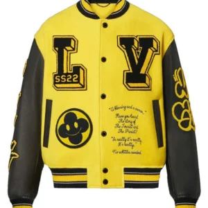 LV Letterman Yellow and Black Leather Jacket