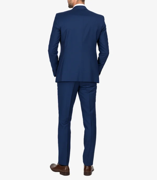 Vollmer Men's Blue Peak Lapel Three Piece Suit