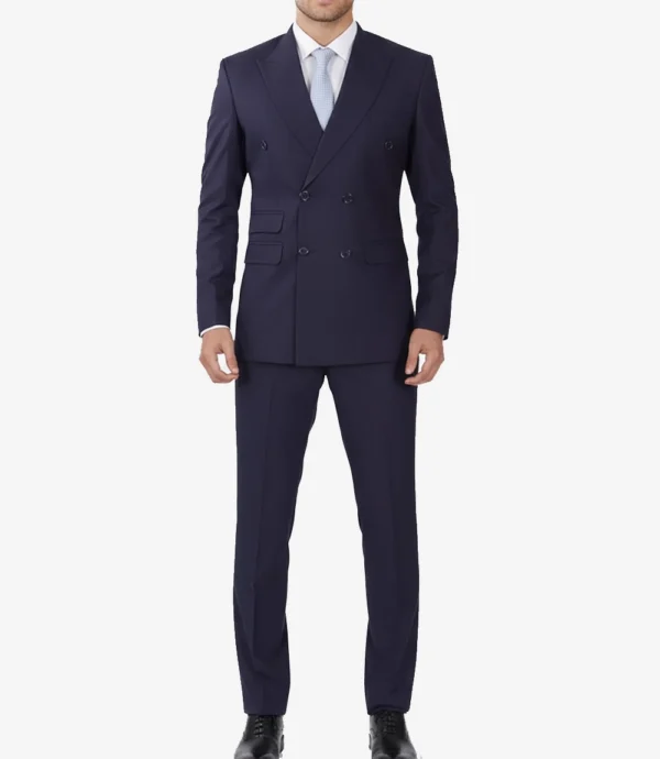 Men's Dark Blue Double Breasted Two-Piece Suit