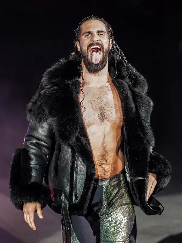 Men’s Monday Night RAW Black Leather Fur Jacket