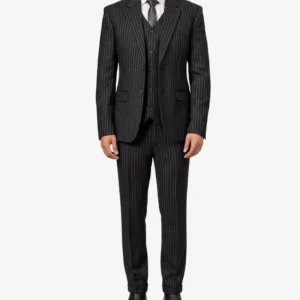 Men's Black Pinstripe 3-Piece Suit – Thomas Peaky Style Formal Outfit
