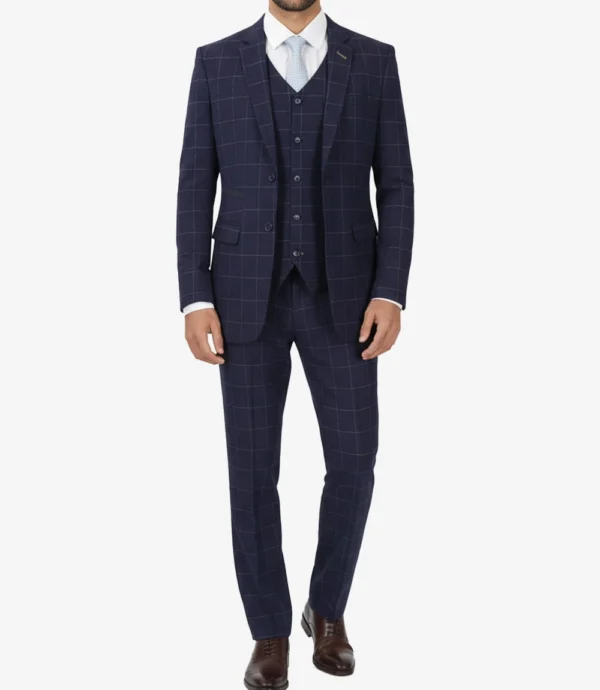 Men's Vintage 3-Piece Navy Blue Prom Suit - Wedding Suit