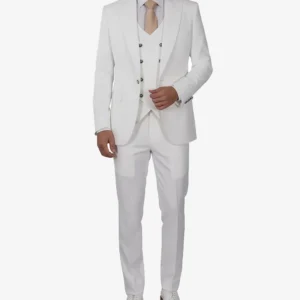 Classic Double-Breasted White 3-Piece Men's Wedding Suits