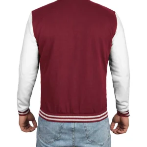 Men's Maroon and White Varsity Jacket - Letterman Bomber Style