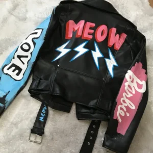 Custom Text Jacket Painted Faux Leather Motorcycle Jacket Danger