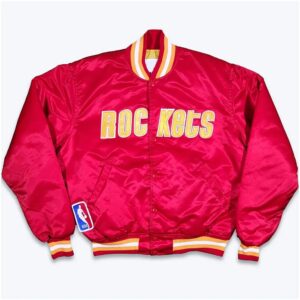 90s Houston Rockets Red Satin Jacket.