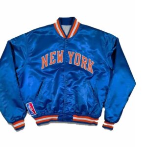 90s New York Knicks Bomber Blue Satin Jacket