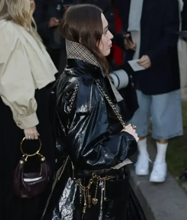 Aimee Lou Wood Paris Fashion Week Leather Jacket - Image 3