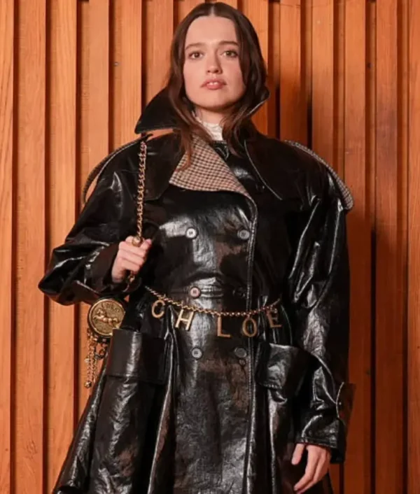 Aimee Lou Wood Paris Fashion Week Leather Jacket - Image 2