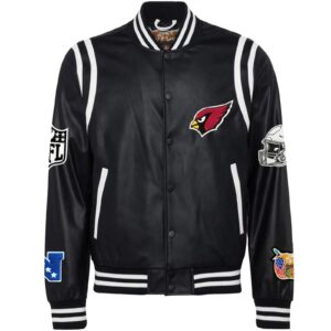Arizona Cardinals Black Leather Varsity Jacket