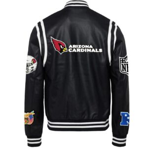Arizona Cardinals Black Leather Varsity Jacket