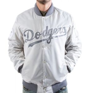 LA Dodgers Silver Satin Jacket
