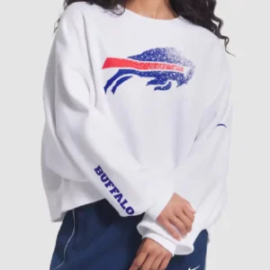 Buffalo Bills 2025 Rivalries white sweatshirt with team logo and casual athletic design