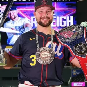 Cal Raleigh 2025 MLB All-Star Week Home Run Derby Jersey in team colors, featuring player name and number, official MLB logos, and breathable athletic fabric.