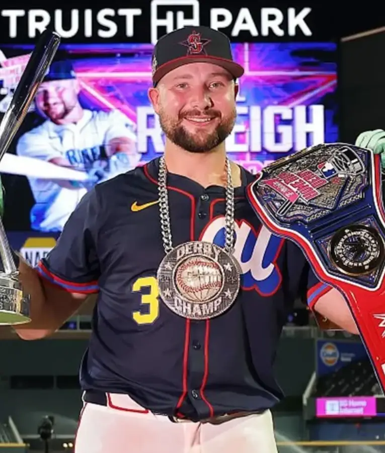 Cal Raleigh 2025 MLB All-Star Week Home Run Derby Jersey in team colors, featuring player name and number, official MLB logos, and breathable athletic fabric.
