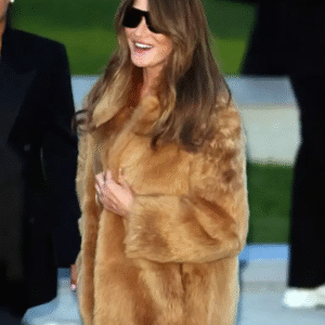 Carla Bruni PFW Photocall Brown Fur Coat