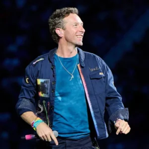 Chris Martin wearing a jacket at Rogers Stadium 2025, featuring a tailored fit, zip-up front, and sleek modern design.