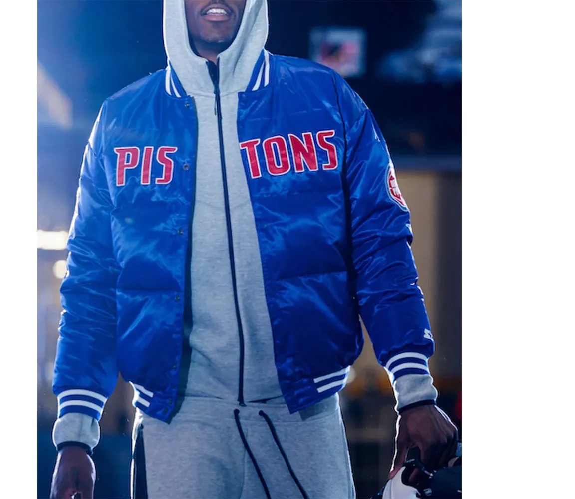 Detroit Pistons Blue Down Bubble Jacket