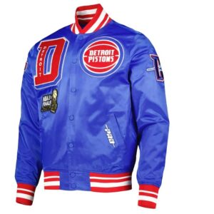 Detroit Pistons Finals 3x Champions Mash Up Satin Jacket