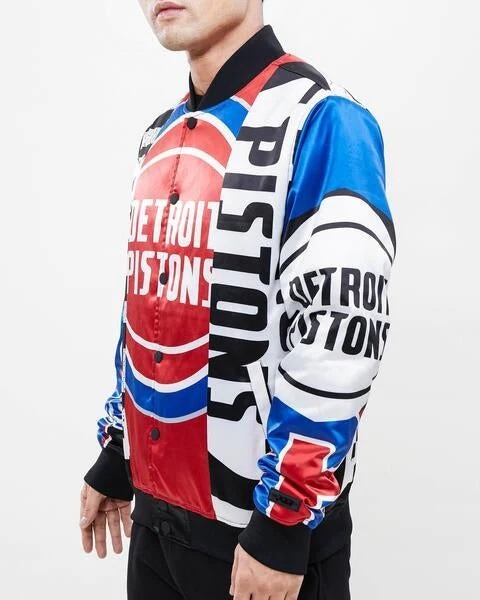 Detroit Pistons Mashup Satin Varsity Jacket