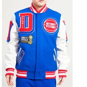 Detroit Pistons Mashup Varsity Royal and White Jacket