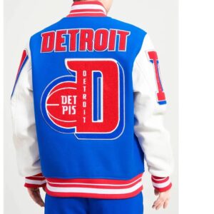 Detroit Pistons Mashup Varsity Royal and White Jacket