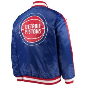 Detroit Pistons Striped Varsity Blue Satin Jacket