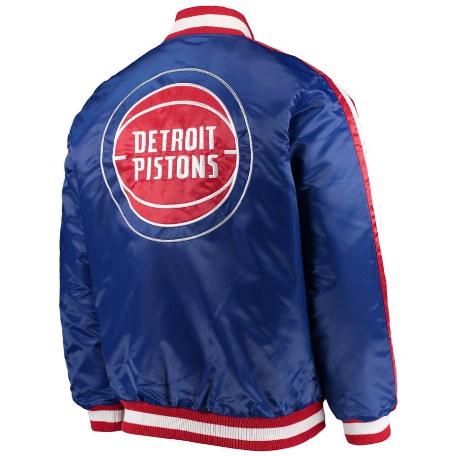 Detroit Pistons Striped Varsity Blue Satin Jacket
