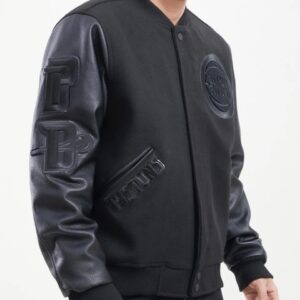 Detroit Pistons Triple Black Wool Varsity Jacket