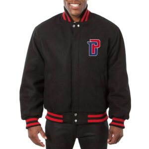 Detroit Pistons Varsity Black Wool Jacket.