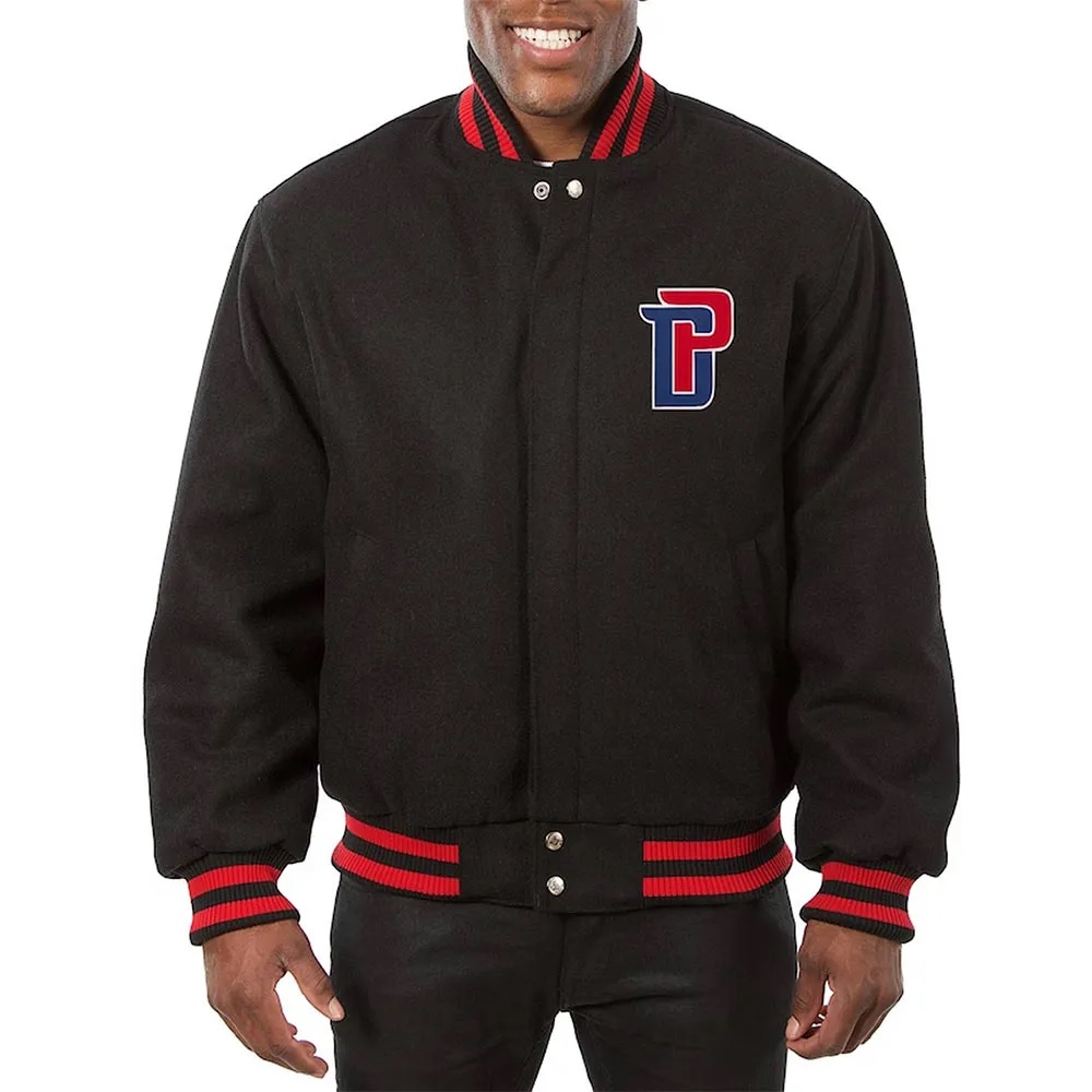 Detroit Pistons Varsity Black Wool Jacket.