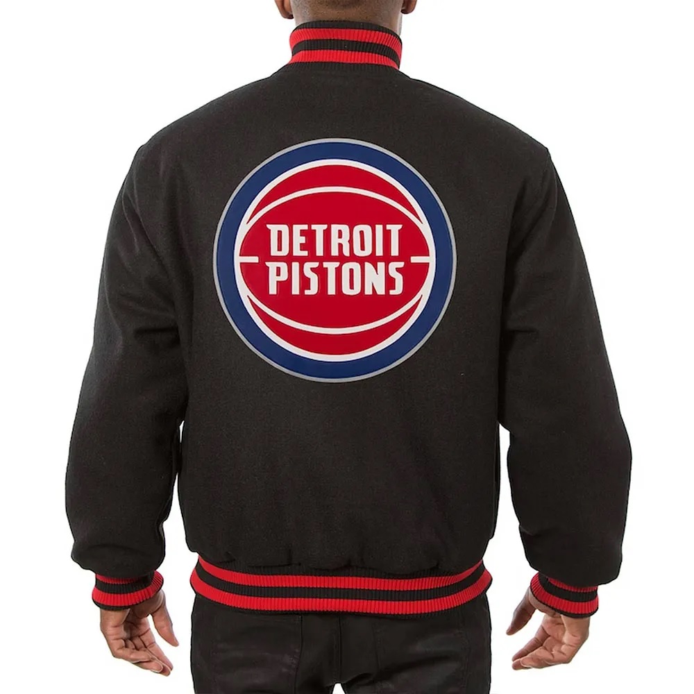 Detroit Pistons Varsity Black Wool Jacket.