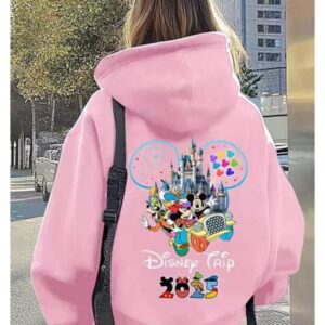 Disney Trip 2025 Mickey Mouse hoodie featuring classic Mickey graphic and casual pullover design