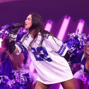Dua Lipa Radical Optimism Tour white jersey with bold tour lettering and casual streetwear style.”